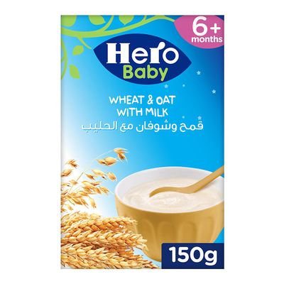 Hero Baby Wheat & Oat Baby Food with Milk +6 Months - 150g