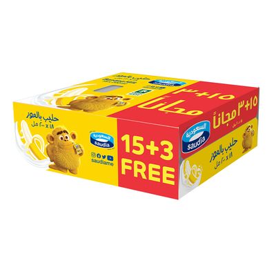 السعودية حليب طويل الاجل بالموز 200 مل 15+3 مجانا
