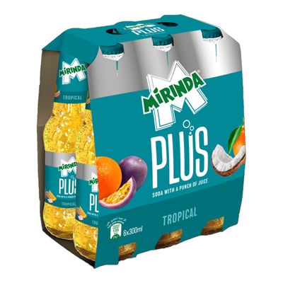 ميرندا بلس مشروب غازي بنكهة الفواكه الإستوائية 300 مل × 6