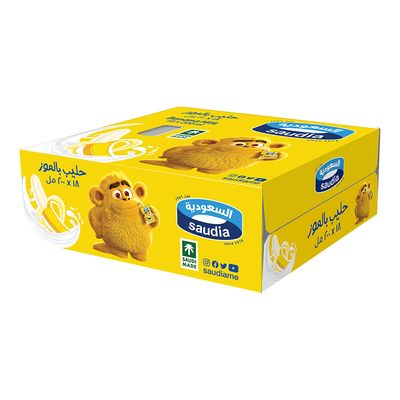 Saudia Banana Milk Flavored 200 ML × 18 Box