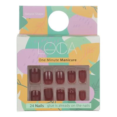 Loca Nail Oval Shaped Deep Red 24 Pieces