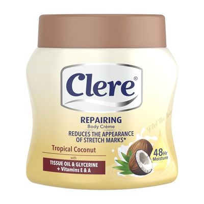 Clere Repairing Body Creme Tropical Coconut with Tissue Oil & Glycerine + Vitamins E & A - 500ml