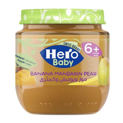 Hero Baby Food +6 Month With Banana Mandarin Pear  - 125g