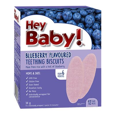 Hey Baby Teething Biscuits Blueberry Flavoured From 6 Months 50 G