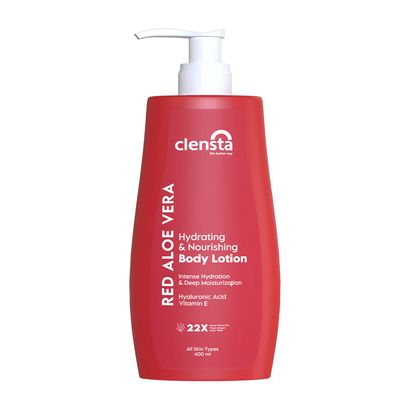 Clensta Red Aloe Vera Hydrating & Nourishing Body Lotion with Hyaluronic Acid & Vitamin E - 400ml