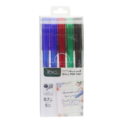 Roco Ball Pens Assorted Colors 0.7 mm 5 Pieces
