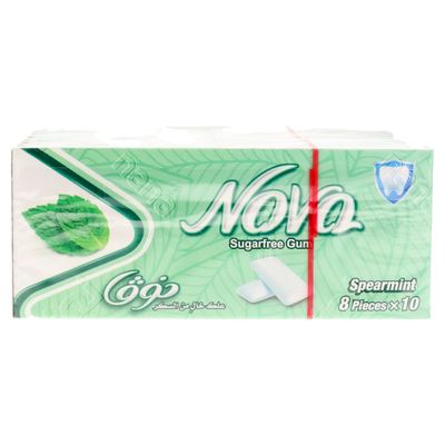 Nova Gum Spearmint Flavor Sugar Free - 8pcs × 10