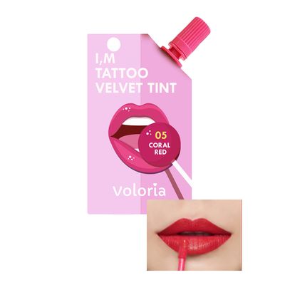 Voloria I'm Tattoo Velvet Tint Lip & Cheeks Tint - 05 Coral Red