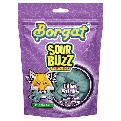 Borgat Candy Sour Buzz Filled Sticks Soda Sachet Standup Pouch 75 Gram