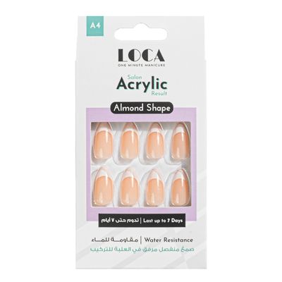 Loca Press on Acrylic Nails - Almond No. A4 - French Pink