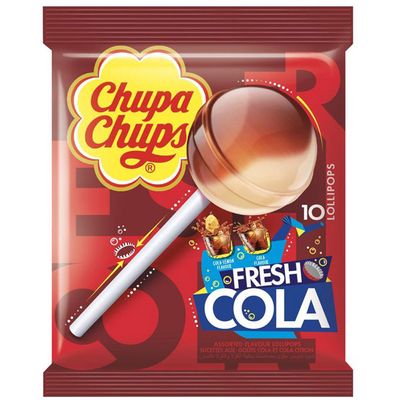 Chupa Chups Lollipop With Cola And Cola Lemon Flavor 10 Pcs 120 G