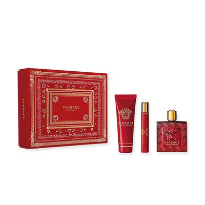 Versace Eros Flame Set for Men Eau de Parfum - 100ml + Mini perfume - 10ml + Shower Gel - 150ml