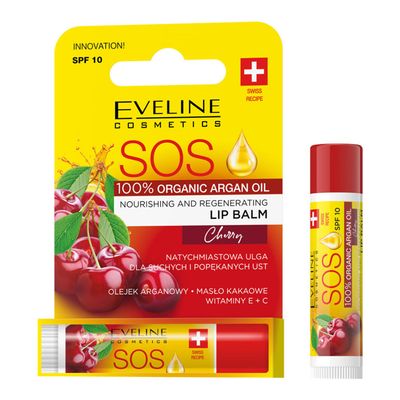 Eveline Nourishing And Regenerating Lip Balm With Organic Argan Oil & Cherry SPF 10