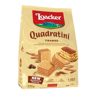 Loacker Quadratini Wafer Cubes Filled With Tiramisu Cream 220 G