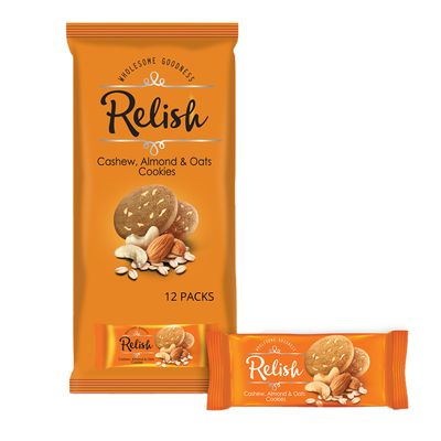 Relish Cookies Cashews Almonds And Oats - 42g × 12