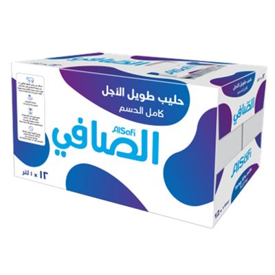 الصافي حليب طويل الاجل كامل الدسم كرتون 1 لتر × 12