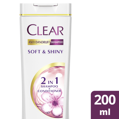 Clear Shampoo and Conditioner 2 In 1 Anti Dandruff Soft and Shiny 200 ML