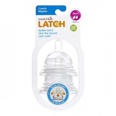 Munchkin Feeding Nipple Natural Flow Stage 2 From 3 Months 2 Pieces