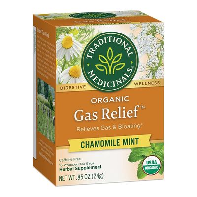 تراديشونال ميديسينالز شاي البابونج و النعناع لتخفيف الغازات خالي من الكافيين عضوي - 16 كيس - 24 جرام