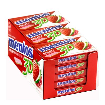 Mentos Gum Sugar Free With Strawberry 8.5 G × 15 Box