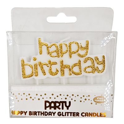 Fun House Birthday Candles Letters Gold Metal - 6pcs