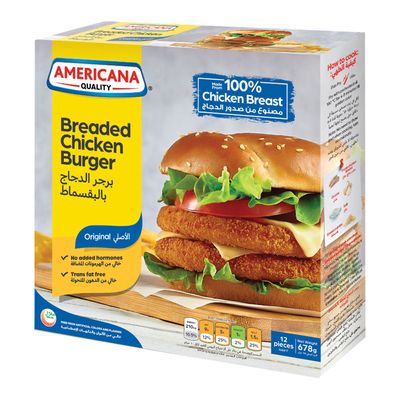 Americana Chicken Burger Breaded 12 Pieces 678 G