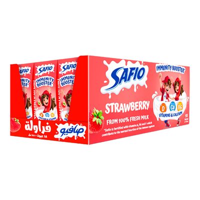 Safio Milk Long Life Strawberry 185 ML × 18 