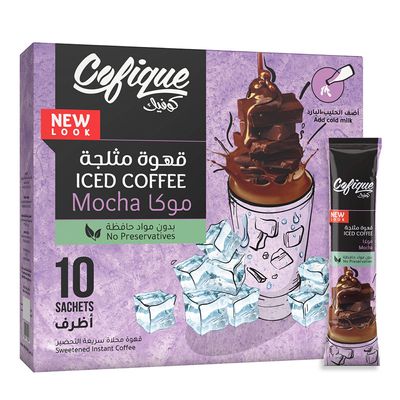 Cofique Sweetened Instant Iced Coffee Sachets Mocha Flavor -24g × 10