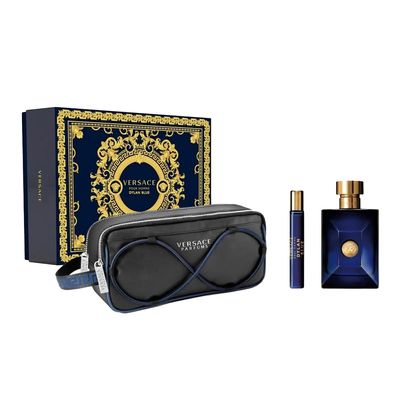 Versace Pour Homme Dylan BlueSet 3Pc Eau de Parfum for men - 100ml + Mini perfume - 10ml + Pouch