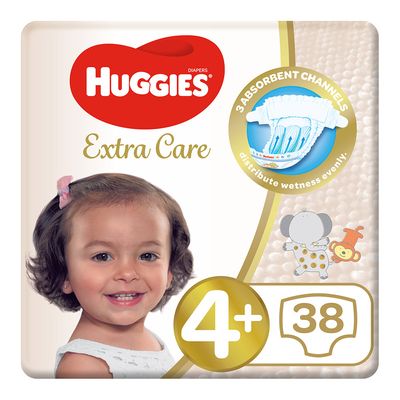 Huggies Diapers Extra Care Size +4 40 Pieces