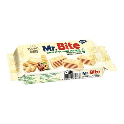 Toren Mr.bite Wafer Filled With Hazelnut Cream Coated With White Chocolate 38 g