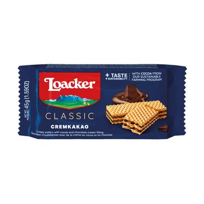 Loacker Wafer Filled With Cacao And Chocolate Cream 45 G