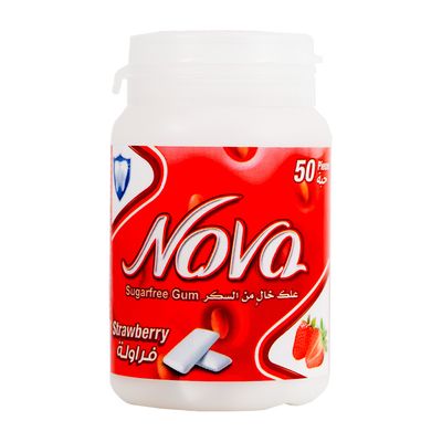 Nova Gum Strawberry Flavor Sugar Free 50 Pieces