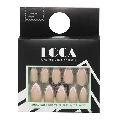 loca Preapplied Glue Nails - stiletto shape No.15 - French color -24pcs 