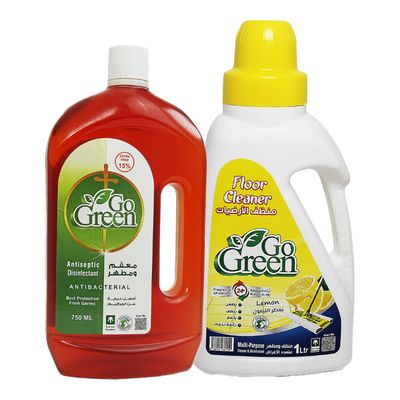 Go Green Floor Cleaner Lemon Scent 1 L + Floor Cleaner Lemone 750 ML
