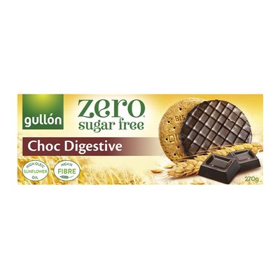 Gullon Zero Biscuit Digestive Coated With Dark Chocolate Sugar Free 270 G