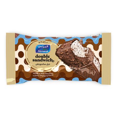 Almarai Ice Cream Double Sandwich With Vanilla And Milk Chocolate - 100ml