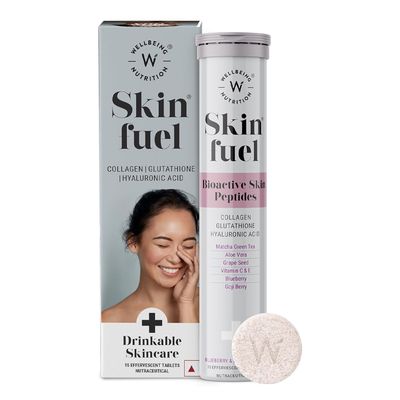 Wellbeing Nutrition Skin Fuel Tablets Bioactive Skin Peptides With Collagen, Glutathione, And Hyaluronic Acid - 15 Tabs