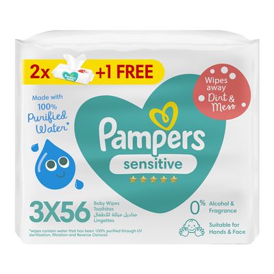 Pampers Baby Wipes Wet For Sensitive Skin 56 Piece × 3 