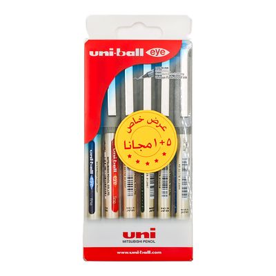 يوني بول اقلام حبر سائل اي فاين الوان متعددة 6 حبات