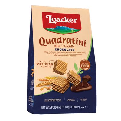 Loacker Quadratini Wafer Cubes Multigrain Filled With Chocolate Cream 110 G