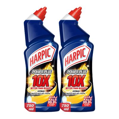  Harpic Toilet Cleaner Power Plus 10X Most Powerful Citrus Scent 750 ML × 2