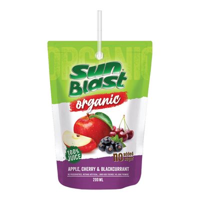 Sun Blast Juice Apple Cherry & Black Current No Added Sugar Organic 200 ML