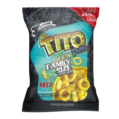 Mr.tito Corn Puffs With Mix Flavor Family Size 70 G