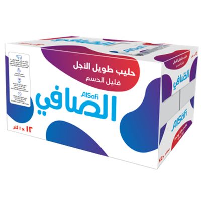 الصافي حليب طويل الاجل قليل الدسم كرتون 1 لتر × 12