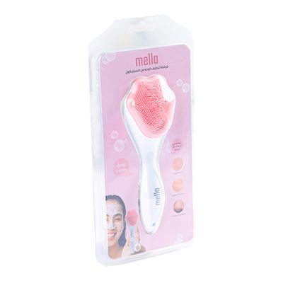 Mella Silicone Facial Cleansing and Exfoliating Brush with Handle - Pink