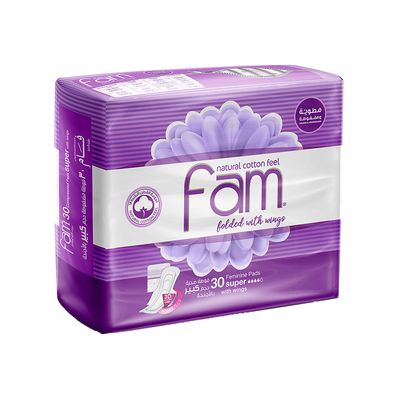 Fam Sanitary Napkin Super Folded With Wings 30 Pieces