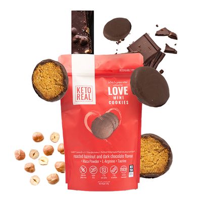 keto Real Love Mini Cookies Roasted Hazelnut and Dark Chocolate Flavor + Maca Powder - 120 g
