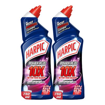  Harpic Toilet Cleaner Power Plus 10X Most Powerful Lavander Scent 750 ML × 2