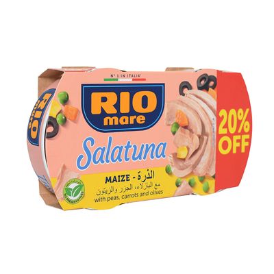 ريو مارى سلاتونا تونة خلطة الذرة مع البازلاء والجزر والزيتون خصم 20% - 160 جرام × 2